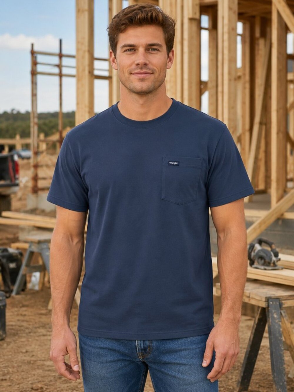 Wrangler Men's Pocket Tee Logo Chest